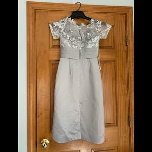 Mother of groom dress, elegant sheath column off shoulder knee length